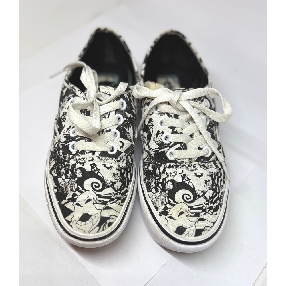 Vans Authentic Sneakers Womens 6.5 Black White Excellent Nightmare Before Xmas